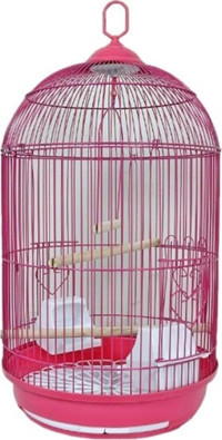 Kanki Pet Yuvarlak Metal Papağan Kafesi Pembe
