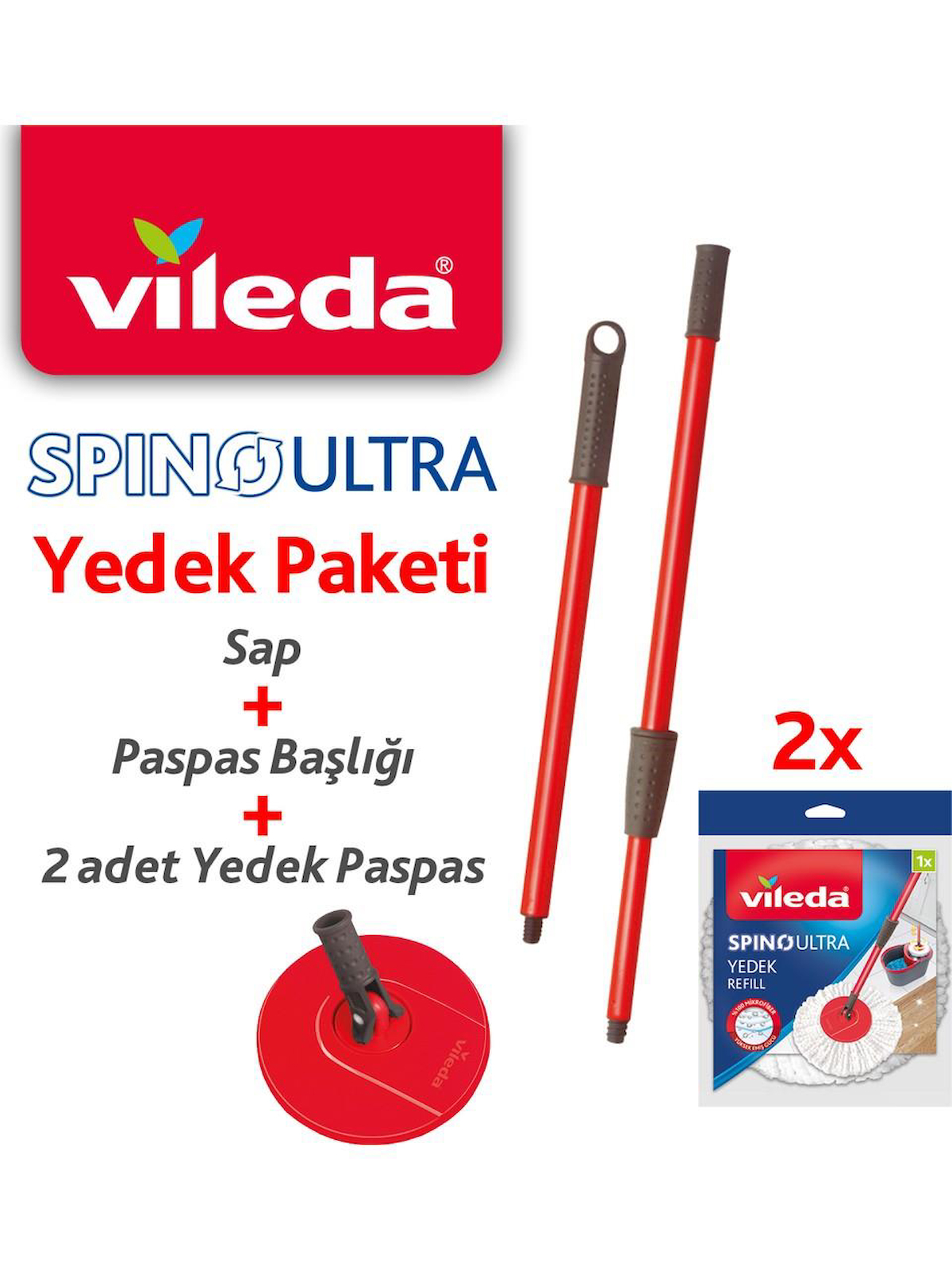 Vileda Spino Ultra 2'li Paspas Kırmızı