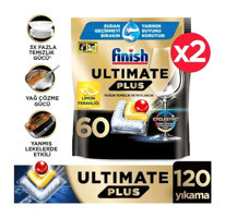 Finish Ultimate Plus Hepsi Bir Arada Limon Tablet Bulaşık Makinesi Deterjanı 2x60 Adet