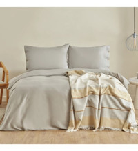 Karaca Home Nevada Pamuklu 4 Mevsim 200x200 cm Çarşaflı Çift Kişilik Nevresim Takımı Hardal