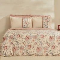 Karaca Home Miol Lyocell 4 Mevsim 200x220 cm Çarşaflı Desenli Çift Kişilik Nevresim Takımı Ekru