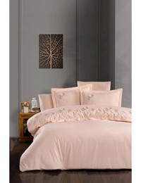 Çeyiz Diyarı Liona Pamuklu 4 Mevsim 200x220 cm Çift Kişilik Nevresim Takımı Somon