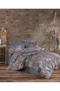 Taç Kristal Pamuk-Polyester 4 Mevsim 200x220 cm Çarşaflı Çift Kişilik Nevresim Takımı Gri