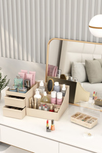 Dovi Home 2 Katlı 2 Çekmeceli Makyaj Organizeri Krem