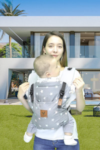 Vivolibaby Yıldız Desenli 20 kg Kapasiteli Oturaklı Her Yöne Yenidoğan Kanguru Gri
