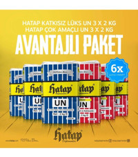 Hatap Değirmenleri Katkısız Pasta Börek Baklavalık Un 3x2 kg + Hatap Değirmenleri Çok Amaçlı Un 3x2 kg