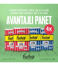 Hatap Değirmenleri Katkısız Pasta Börek Baklavalık Un 2x4 kg + Hatap Değirmenleri Çok Amaçlı Un 2x4 kg