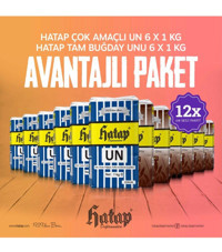Hatap Değirmenleri Çok Amaçlı Un 6x1 kg + Hatap Değirmenleri Tam Buğday Unu 6x1 kg