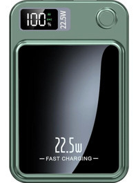 Phixi Force 5000 mAh Hızlı Şarj Mıknatıslı Dijital Göstergeli USB Kablosuz Powerbank Yeşil