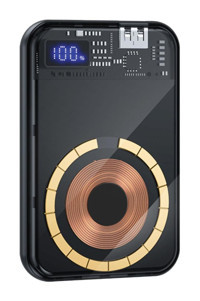 Dexim s5 10000 mAh Hızlı Şarj Mıknatıslı Dijital Göstergeli USB Kablosuz Powerbank Siyah