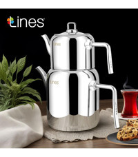 Lines Mercan Paslanmaz Çelik Çaydanlık Gümüş