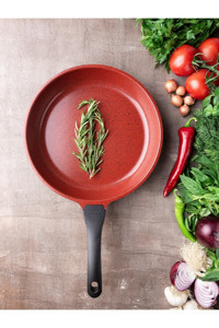 Thermoad Red Diamond Serisi İndüksiyon Granit 24 cm Izgara Tava