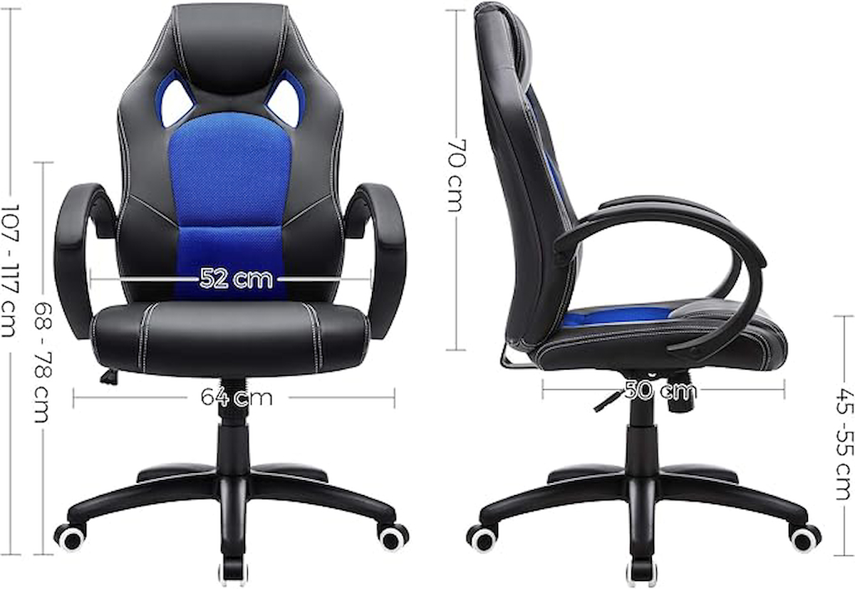 Songmics OBG56LV1 Ayak Uzatmalı Kumaş Oyuncu Koltuğu Mavi-Siyah