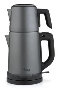King KCM331 Otomatik Çelik Demlikli 1800 W Çelik Antrasit Çay Makinesi