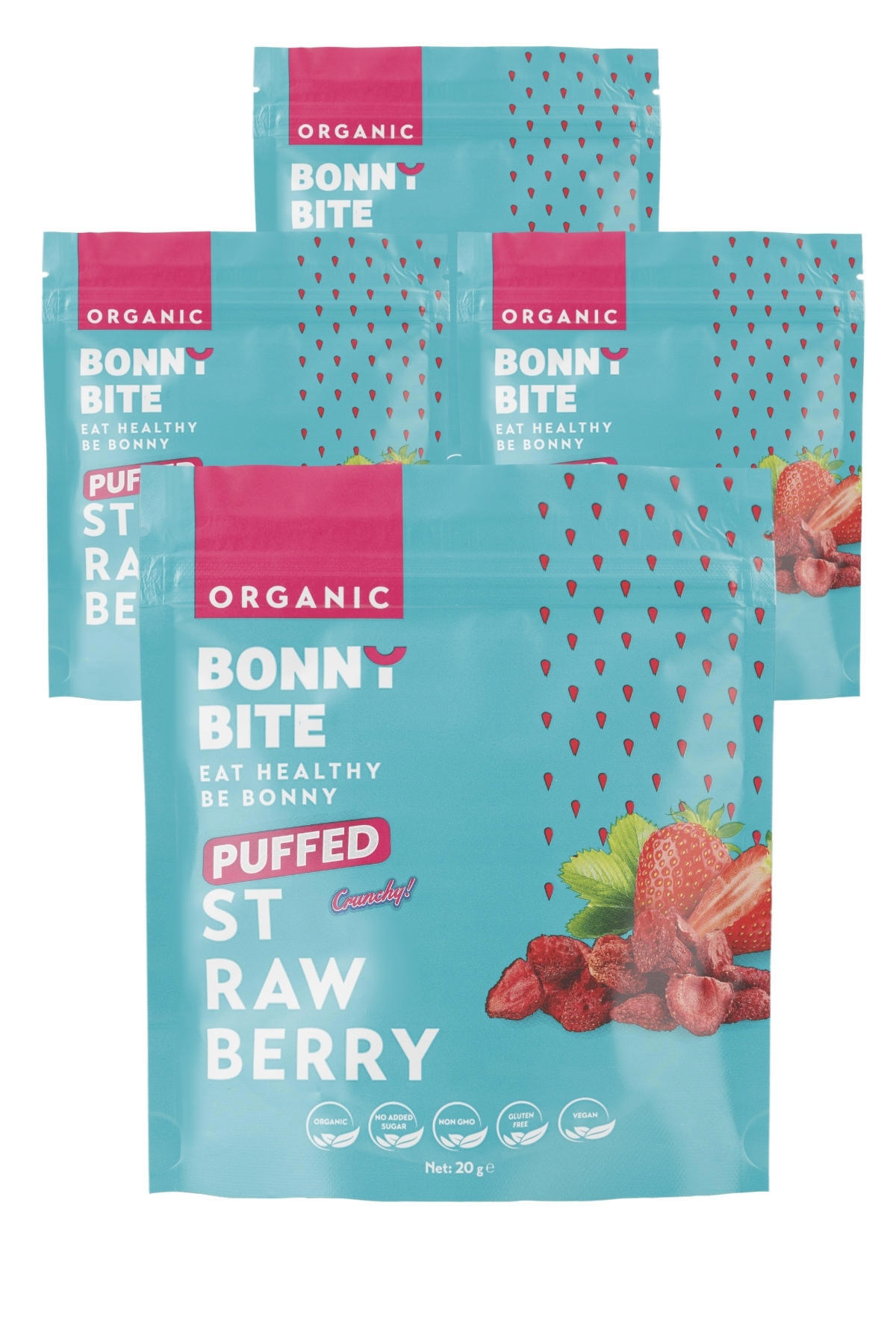 Bonny Bite Organik Şekersiz Çilek 4x20 gr