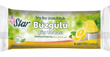 Star Limon Kokulu Şeffaf Büzgülü Orta Boy 55x60 cm Çöp Poşeti 10 Adet Beyaz