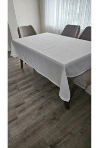 Zesa Home Gardenya Keten 160x320 cm Dertsiz Dikdörtgen Masa Örtüsü Krem