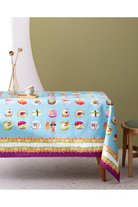 Madame Coco Paulina Pamuk-Polyester 150x250 cm Dertsiz Dikdörtgen Masa Örtüsü Renkli