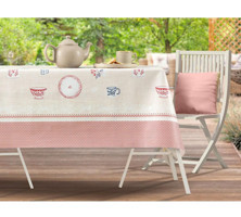 Madame Coco Mavel PVC 140x200 cm Dikdörtgen Masa Örtüsü Bej