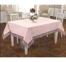 Zesa Home Kadife 160x160 cm Kare Masa Örtüsü Pembe