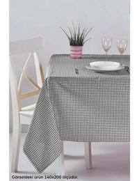 Rivaistanbul Pötikareli Polyester 140x200 cm Dertsiz Dikdörtgen Masa Örtüsü Siyah