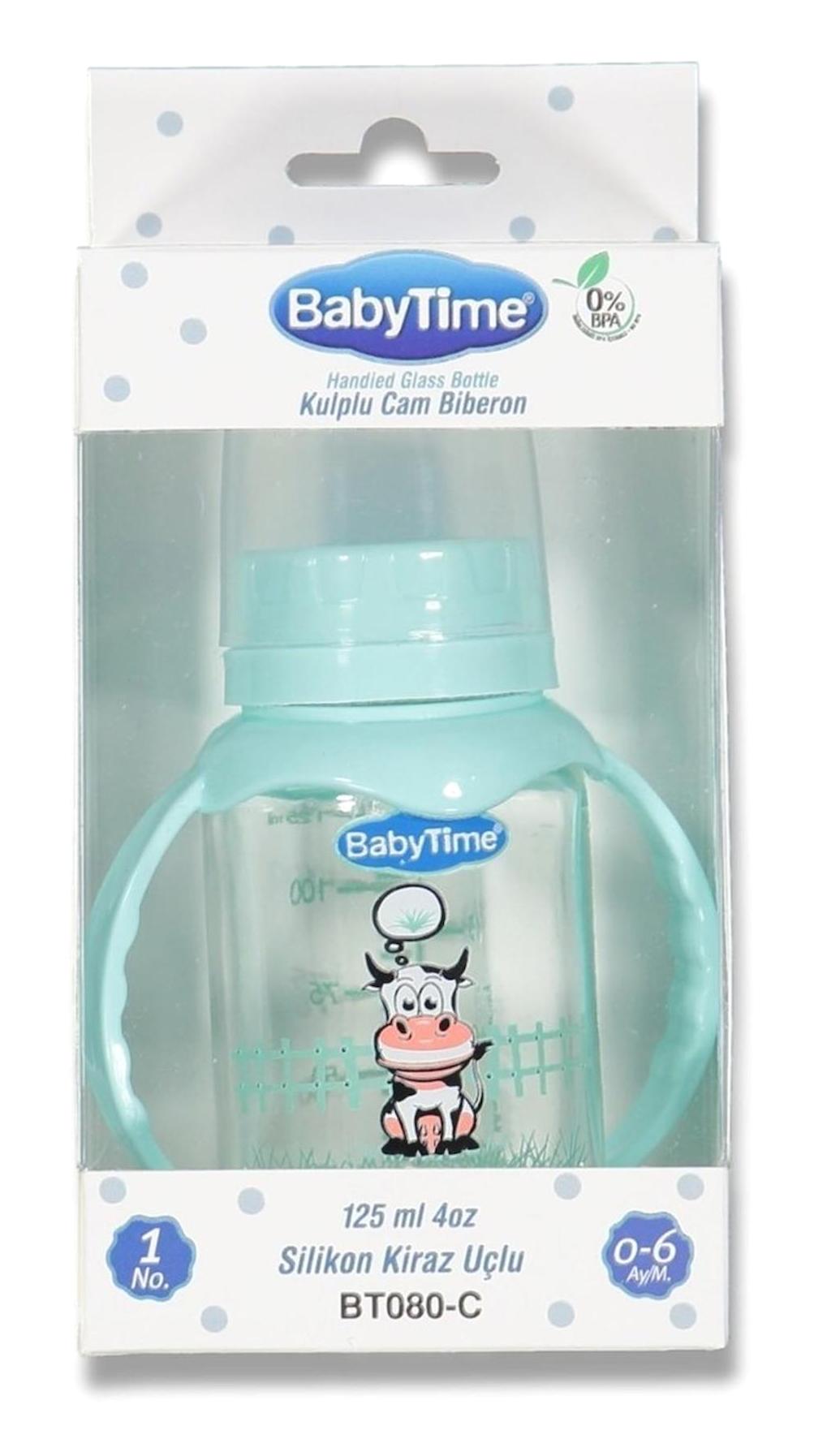 Babytime BT080C Cam Yavaş Akışlı kuplu 0-6 Ay Yeşil Biberon 125 ml