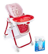 Baby Jem Emniyet Kemeri Kapasiteli Tekerlekli Mama Sandalyesi Pembe
