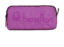 United Colors Of Benetton 70085 Pembe Düz Kumaş Bölmeli Çift Gözlü Logolu Dikdörtgen Cüzdan Kalemlik