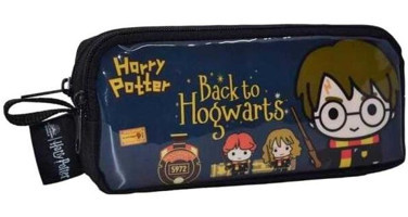 Piano 2114 Çok Renkli Baskılı Kumaş - Pvc Bölmeli Çift Gözlü Harry Potter Dikdörtgen Cüzdan Kalemlik