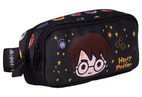 Wiggle Siyah Baskılı Kumaş Bölmeli Çift Gözlü Harry Potter Dikdörtgen Bez Kalemlik