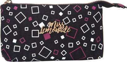 Miss Lemonade 62999 Siyah Desenli Bez Tek Gözlü Kare Dikdörtgen Cüzdan Kalemlik