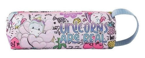 Frocx Pembe Baskılı Kumaş Tek Gözlü Unicorn Silindir Cüzdan Kalemlik