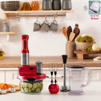 Karaca Superpower 810 ml Plastik Hazneli Buz Kırıcılı Turbolu 6 Bıçaklı 4'lü Büyük Blender Seti Kırmızı