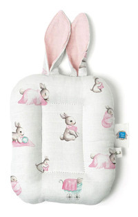Deux Lapins Bébé Lapin Rose Pamuklu Yıkanabilir Beyaz Emzirme Yastığı