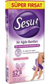 Sesu Hassas Ciltler 52 Adet Kadın Tüm Vücut-Yüz Ağda Bandı