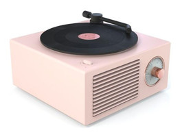 Shinee Eski Vinil Plak 3 W Pembe Bluetooth Hoparlör