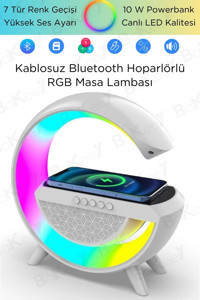 Bakeey Gece Lambası 3 W Radyolu Işıklı Beyaz Bluetooth Hoparlör