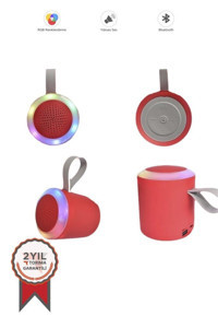 Torima D24 5 W Işıklı Kırmızı Bluetooth Hoparlör