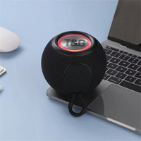 Heers Mini Yuvarlak Işıklı Siyah Bluetooth Hoparlör