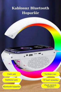 Qasul Gece Lambası Işıklı 3 W Beyaz Bluetooth Hoparlör