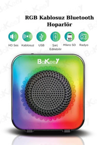 Bakeey Flame Light Radyolu Işıklı Siyah Bluetooth Hoparlör