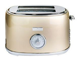 Berghoff Gem 2 Dilim Kırıntı Tepsili 815 W Altın Retro Mini Ekmek Kızartma Makinesi