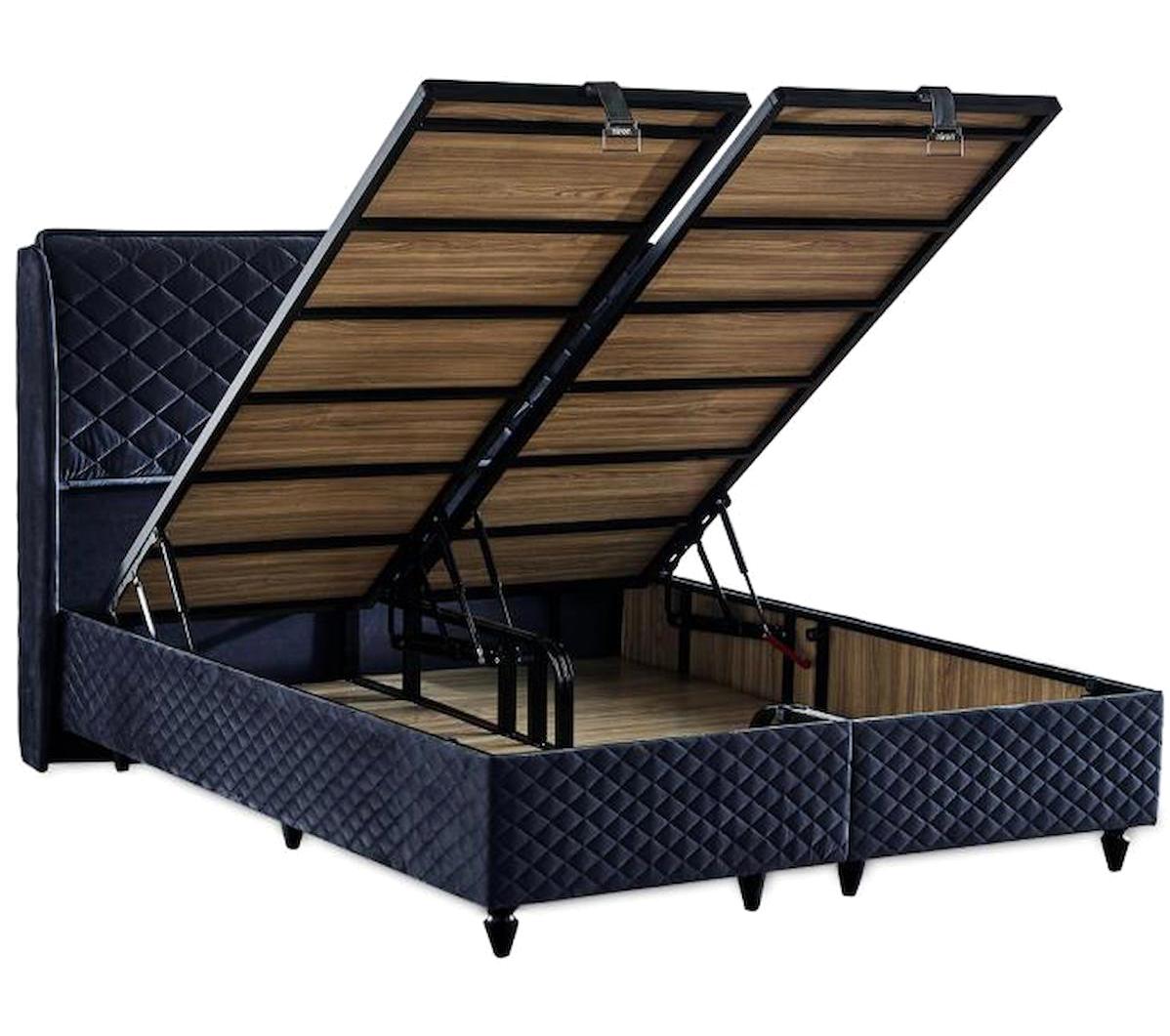 Niron Yatak Baklava Desenli 120x200 cm Başlıklı Sandıklı Tek Kişilik Baza Antrasit