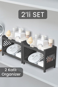 Meleni Home MCH-1306 2 Katlı Makyaj Organizeri Antrasit