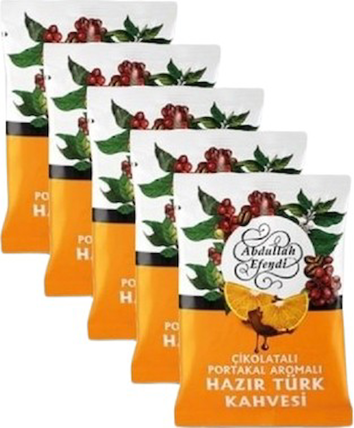Abdullah Efendi Çikolatalı-Portakallı Orta Kavrulmuş Türk Kahvesi 5x100 gr
