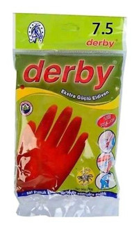 Derby No:7.5 Kırmızı Small Bulaşık Eldiveni 30 Çift
