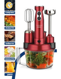 Goldmaster Elena Max GM-7239 VK Doğrayıcı Rendeli Çırpıcı 1000 W Kırmızı Mutfak Robotu