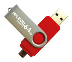 Hi-level Çift Taraflı USB 2.0 Micro USB 64 GB Flash Bellek Kırmızı
