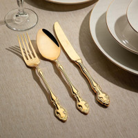 Nehir Adriana Titanium Parlak 89 Parça 12 Kişilik Çatal Kaşık Bıçak Takımı Gold