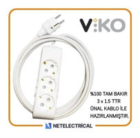 Viko Multi-Let Kalın Topraklı 3'lü 30 m Grup Priz Beyaz